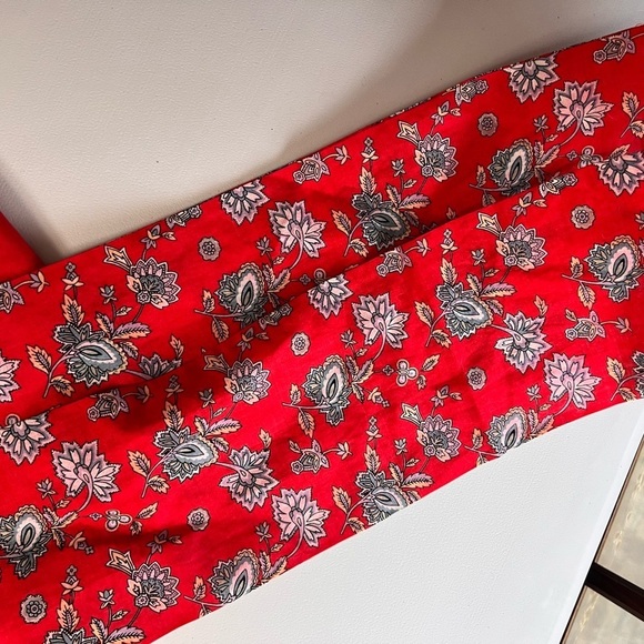 Ginnie Johansen vintage red twilly thin double layer style scarf flower print - Picture 5 of 7